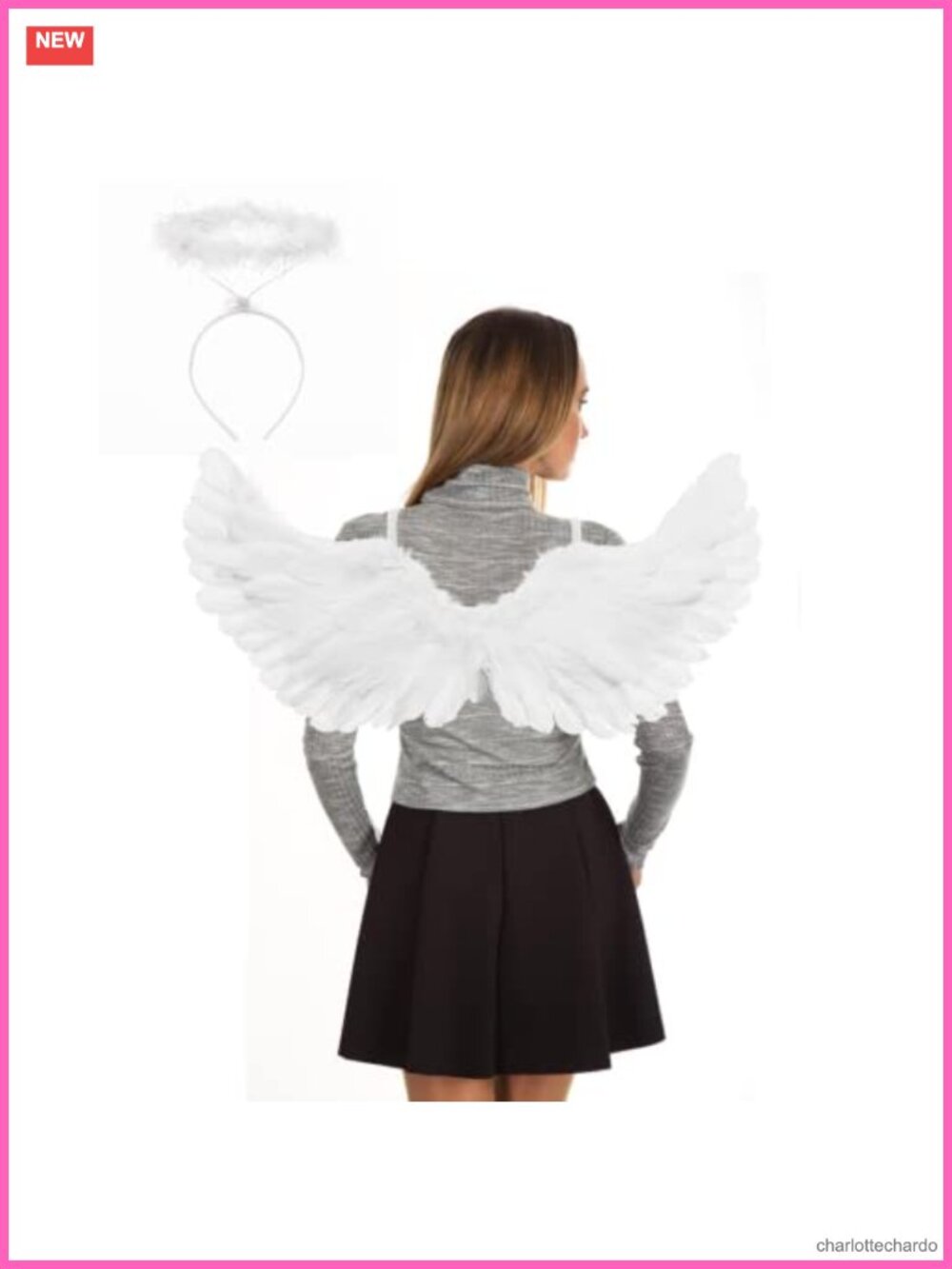 Angel Wings and Halo Set Feather Costume Accessory for Halloween Cosplay